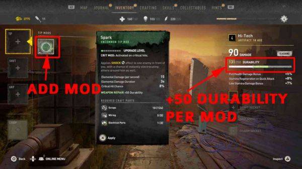 消逝的光芒2武器耐久度恢复方法