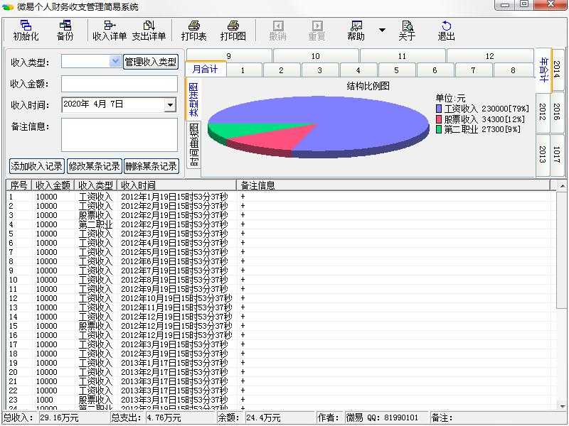 微易个人财务收支管理简易系统