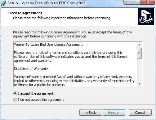 Weeny Free Epub to PDF Converter