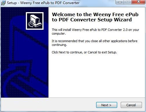 Weeny Free Epub to PDF Converter