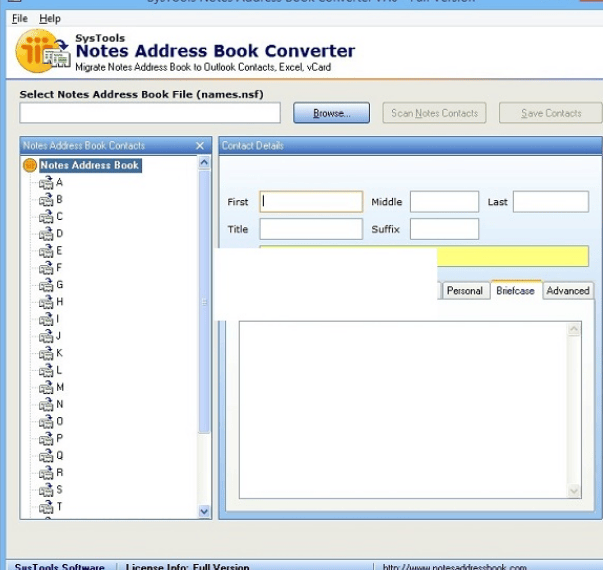 SysTools Notes Address Book Converte