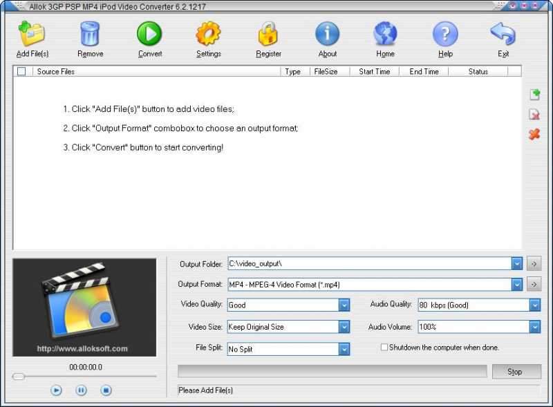 Allok 3GP PSP MP4 iPod Video Convert