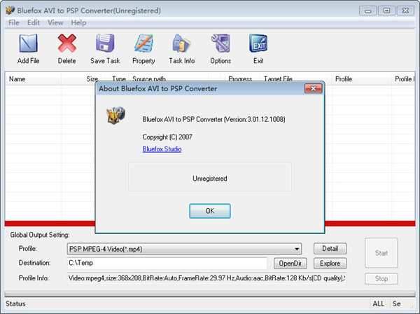 Bluefox AVI to PSP Converter