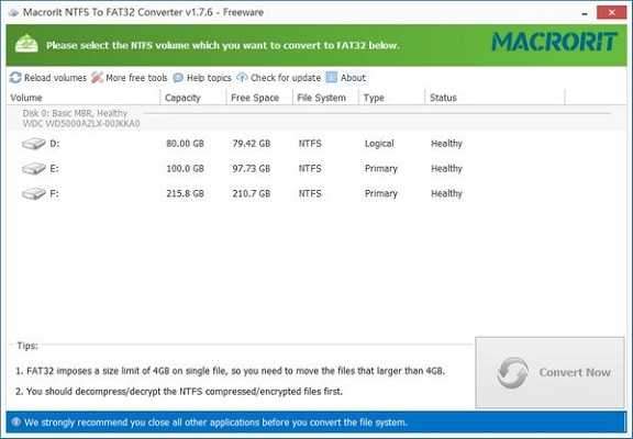 Macrorit NTFS to FAT32 Converter