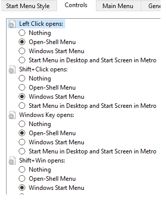 Settings For Open Shell Menu