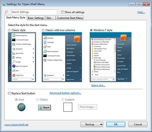 Settings For Open Shell Menu