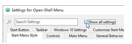 Settings For Open Shell Menu
