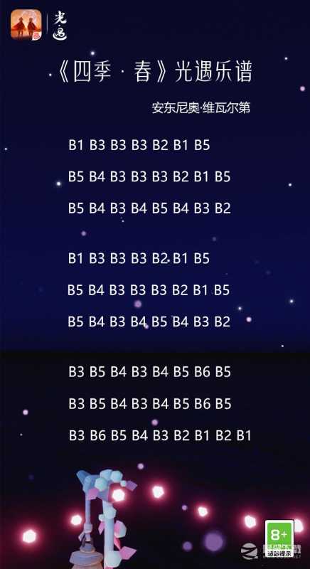 光遇四季春乐谱简易乐谱