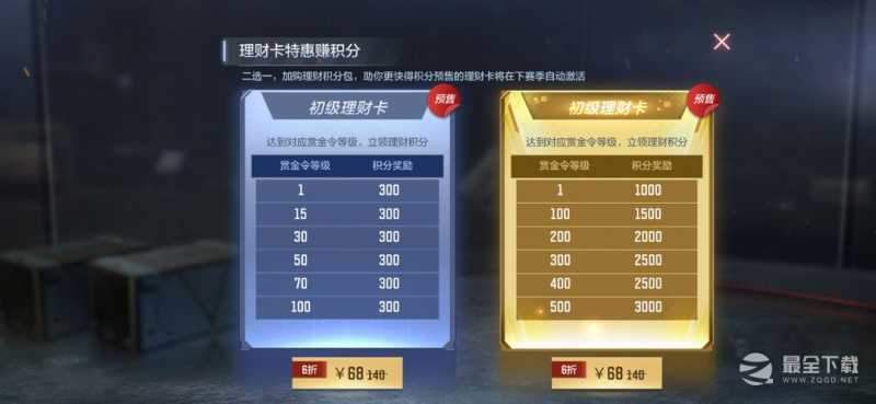 cf手游s1赏金令理财卡怎么样